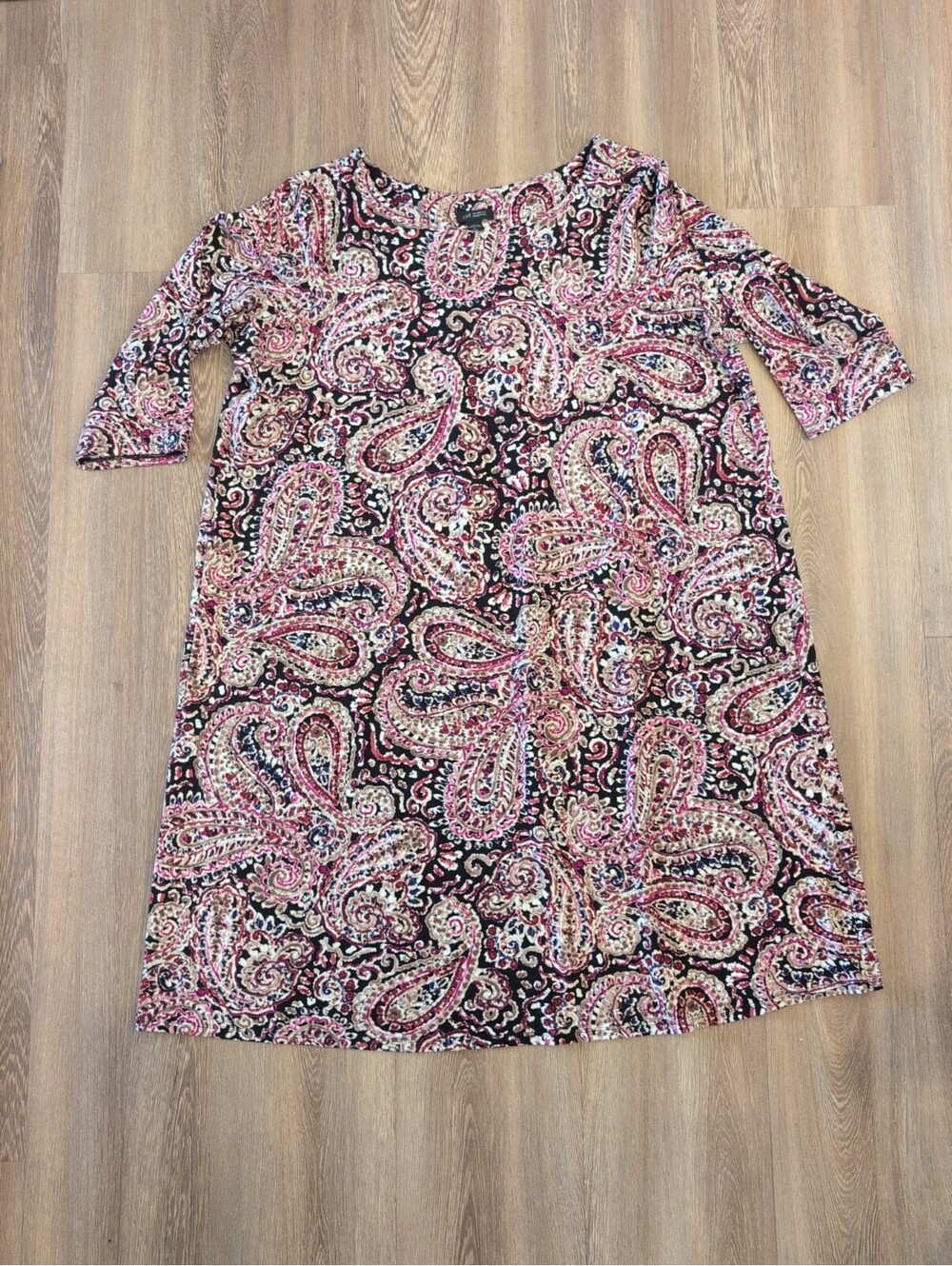 J. Jill Wearever Shift Dress Womens XL P Pockets Paisley 3/4 Sleeves Stretch